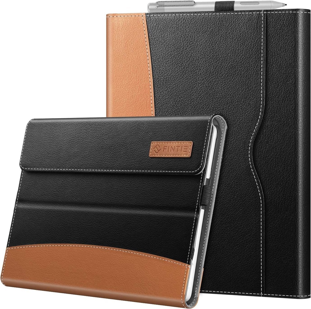 Husa Fintie pentru tableta Microsoft Surface Go 4/3/2/Surface Go 10 inch - Husa de protectie din piele PU cu vizualizare in mai multe unghiuri cu sloturi pentru documente, compatibil cu tip de husa, neagra