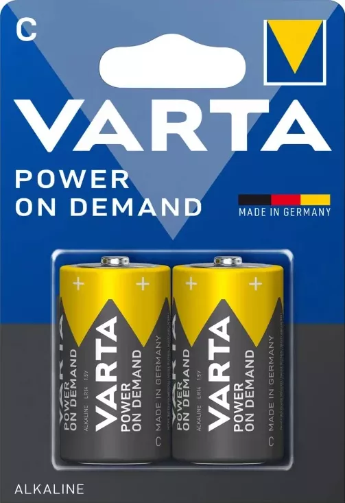 VARTA Batteries C Baby, 2 piese, Power on Demand, Alcaline, pachet de stocare, inteligent, flexibil, puternic, ideal pentru accesorii computer, dispozitive smart home, Made in Germany