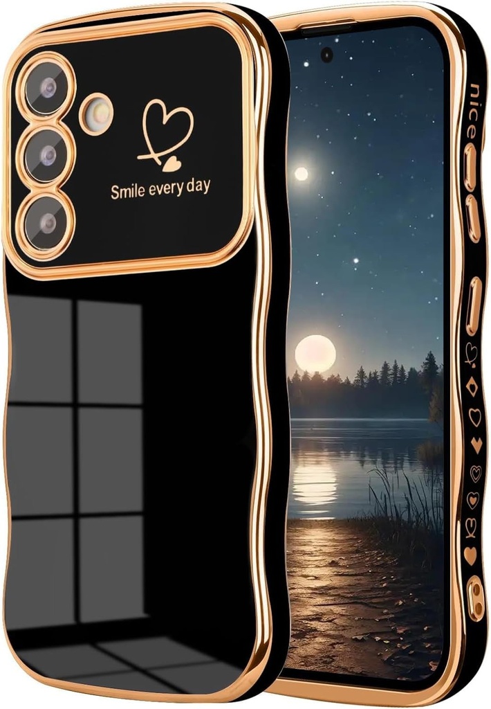 Keteen Husa Telefon pentru Samsung Galaxy S25 Plus Husa, Fete Cute Curly Waves Husa subtire, flexibila, din silicon, galvanizata, protectie pentru camera, rezistenta la zgarieturi, pentru Samsung S25 Plus, neagra