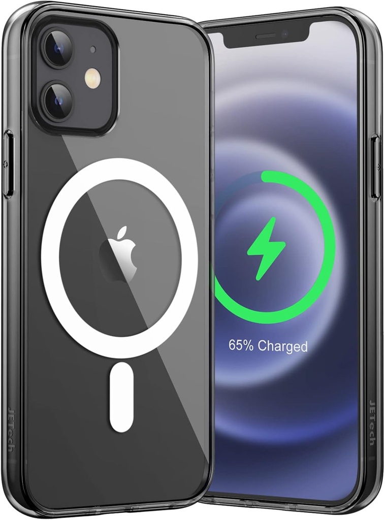 Husă magnetică JETech pentru iPhone 12/12 Pro 6,1 inci compatibilă cu încărcarea fără fir MagSafe, husă pentru telefon rezistentă la șocuri, husă de protecție cu spate transparent rezistent la zgârieturi (negru)