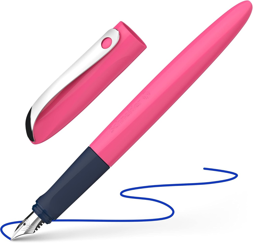 Schneider 162119 stilou ondulat (pentru dreptaci si stangaci, cu varf pentru incepatori) roz