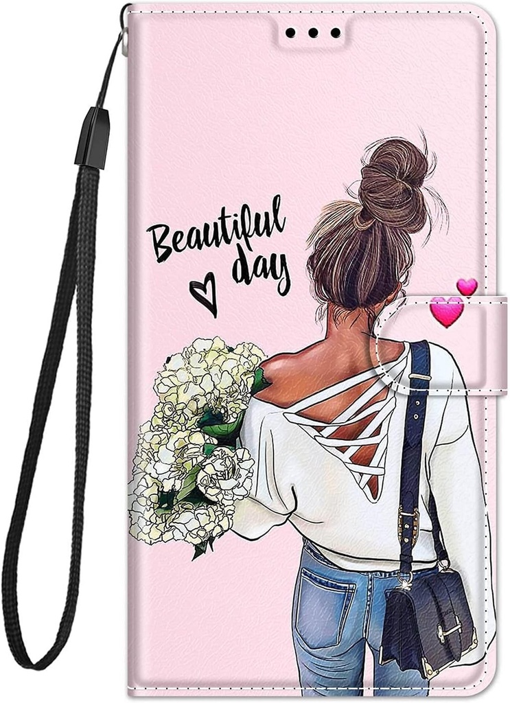 Husa din piele pentru Samsung Galaxy A52 4G / 5G / A52S 5G Husa cu model de desene animate pentru fete femei, husa portofel cu husa de protectie din silicon la 360 de grade, rezistenta la socuri, piele - fetita