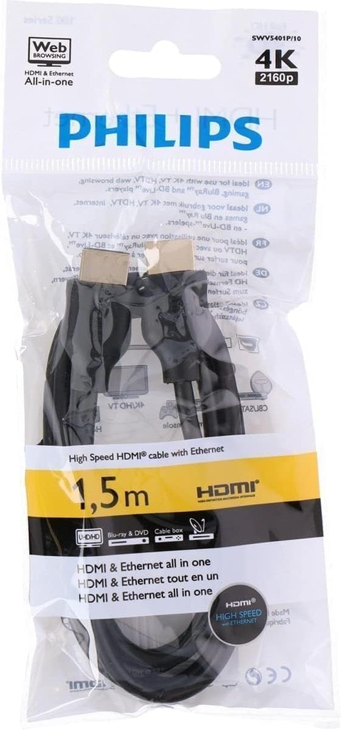 Cablu HDMI Philips - 1,5 m - negru