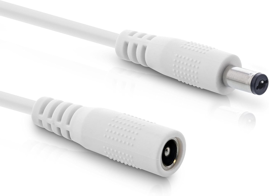 Cablu prelungitor InLine(R) DC, mufa/priza DC 5,5x2,1 mm, alb, 2 m