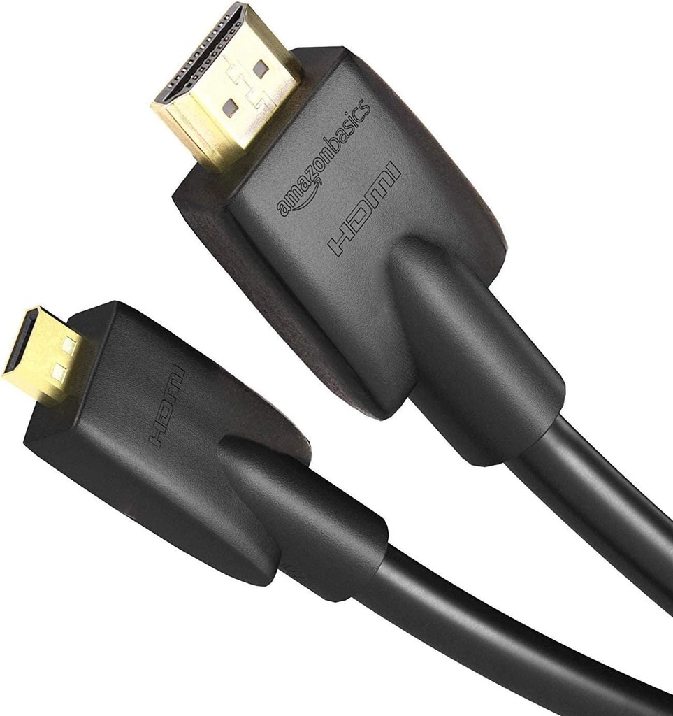 Cablu HDMI de mare viteză Amazon Basics, Micro HDMI la HDMI D, HDMI Standard 2.0, 0,9 m, Monitor, Negru