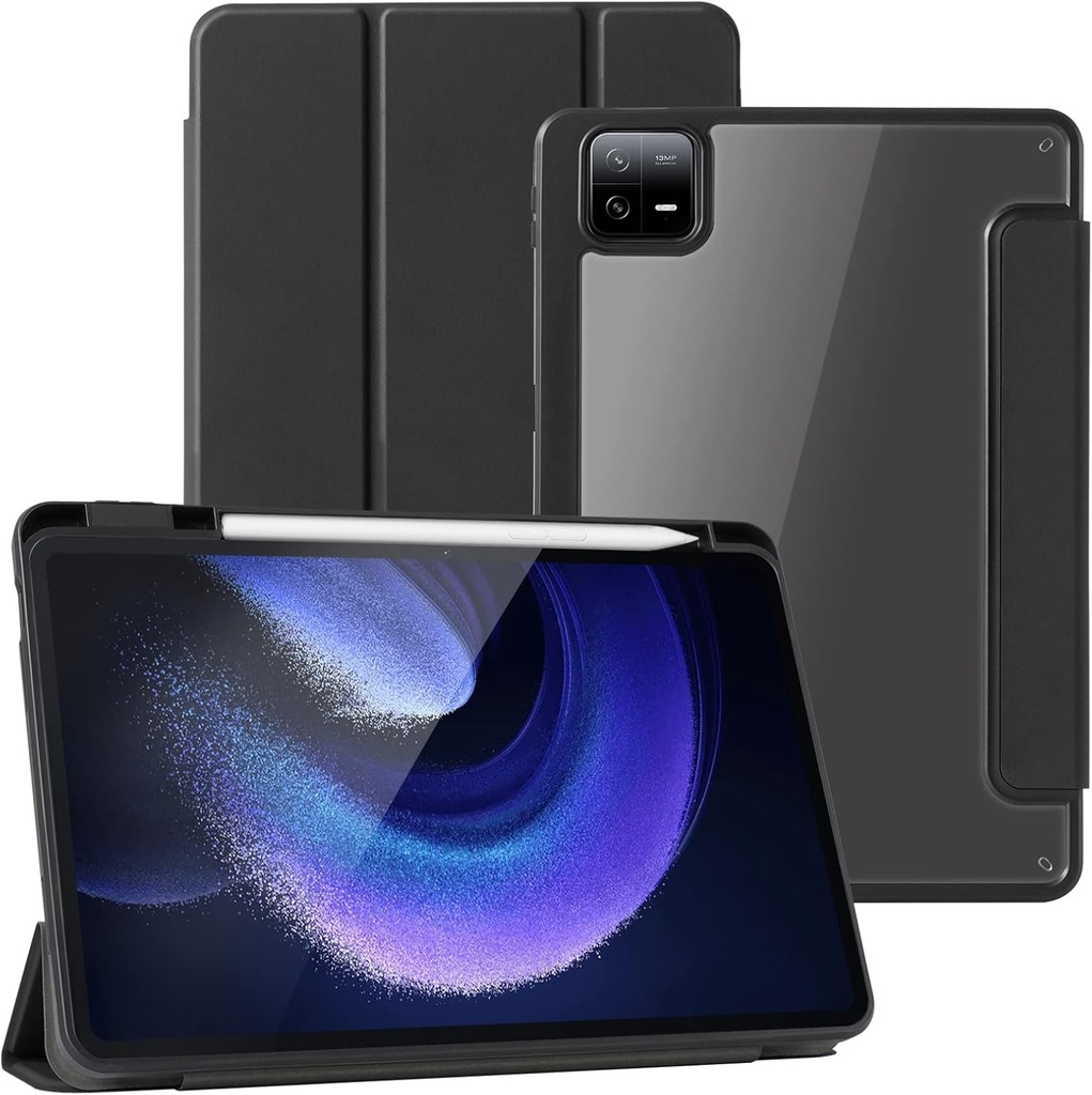 Husa CoBak pentru Xiaomi Pad 6 2023 11 inch, suport subtire, carcasa tare din spate, husa inteligenta de protectie pentru Xiaomi Pad 6 / Xiaomi Pad 6 Pro 2023 Release, neagra