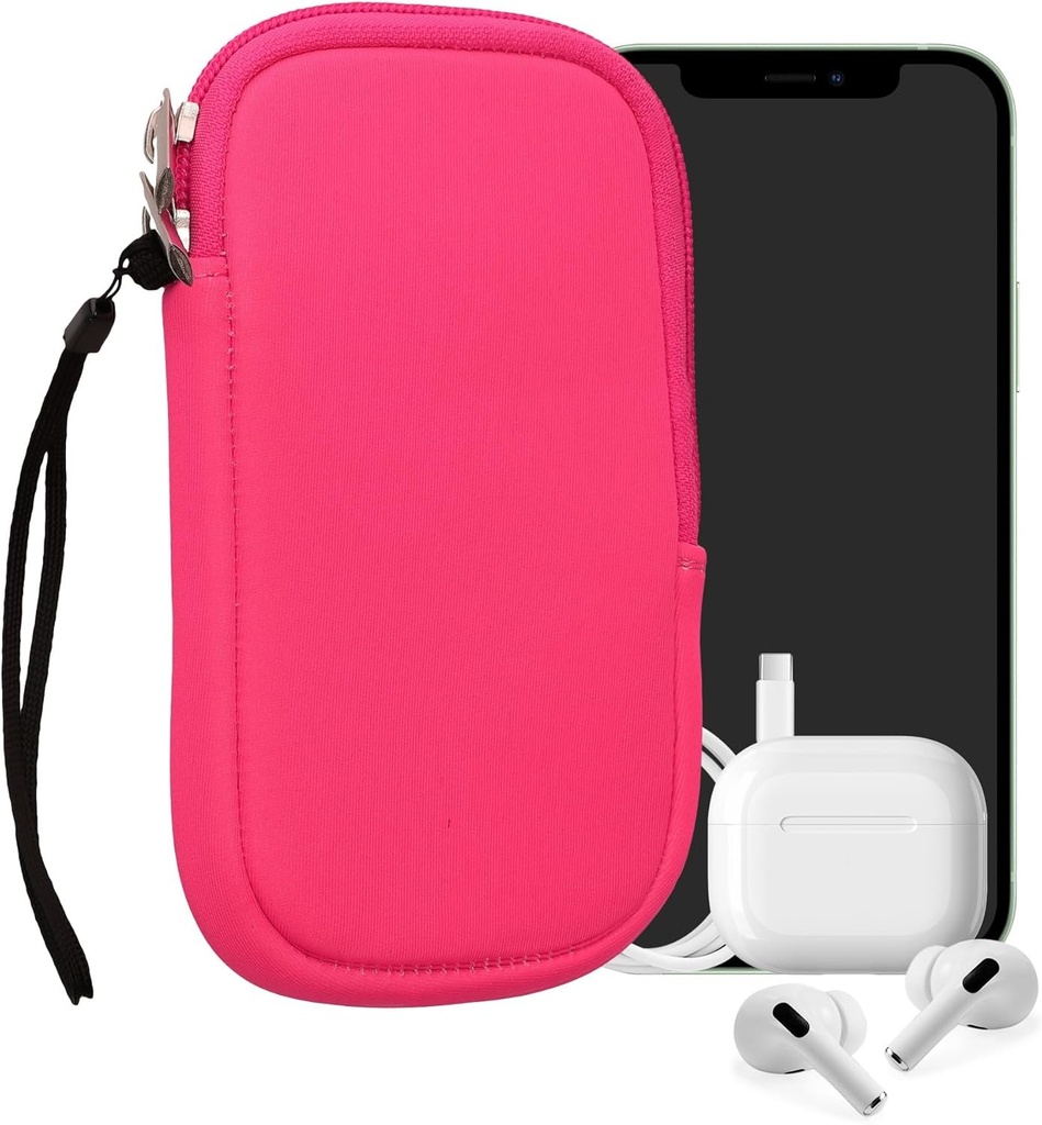 kwmobile Husa universala pentru smartphone - Husa de protectie 15,2 x 8,3 cm pentru telefonul mobil M - 5,5" in neopren roz neon