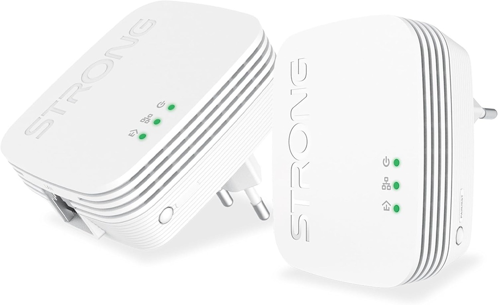 STRONG - Powerline 1000 Mini Kit - Prize Powerline Duo - Kit Powerline - 1000 Mbps - Compatibil cu orice box/Router - 1 port Ethernet - Instalare rapidă Plug & Play - Acces la internet de mare viteză peste tot - Alb