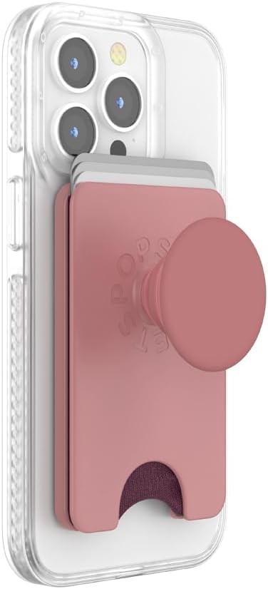 PopSockets: PopWallet+ pentru MagSafe - Include inel adaptor MagSafe - Suport card cu PopTop integrat, interschimbabil pentru smartphone-uri si huse - Clay