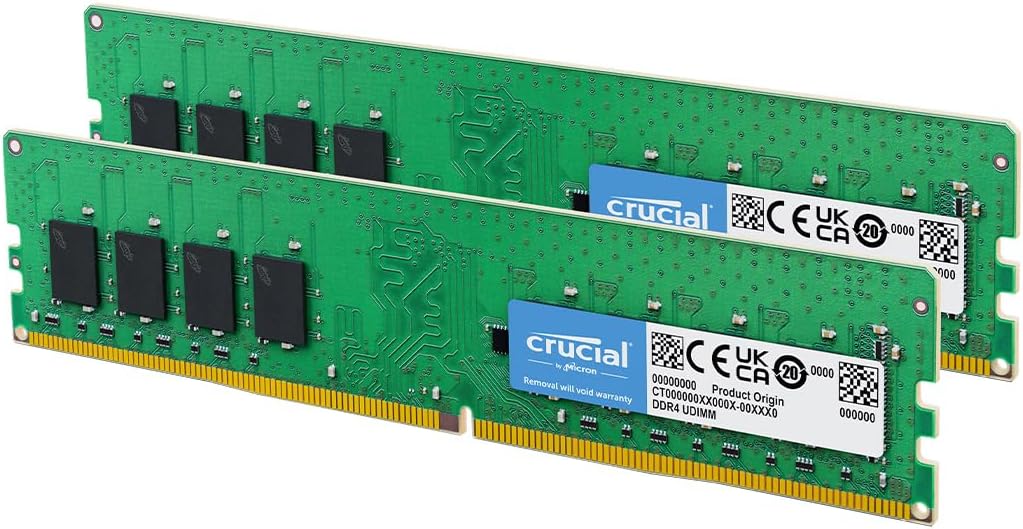 Crucial RAM 16 GB Kit (2 x 8 GB) DDR4 2400 MHz CL17 Memorie desktop CT2K8G4DFS824A, verde/negru