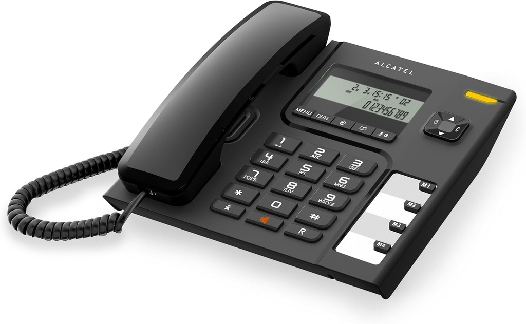 Telefon fix Alcatel T56 BLACK cu afisaj mare, functie hands-free, 4 taste de memorie directa, jurnal detaliat al apelurilor, buton de sunet