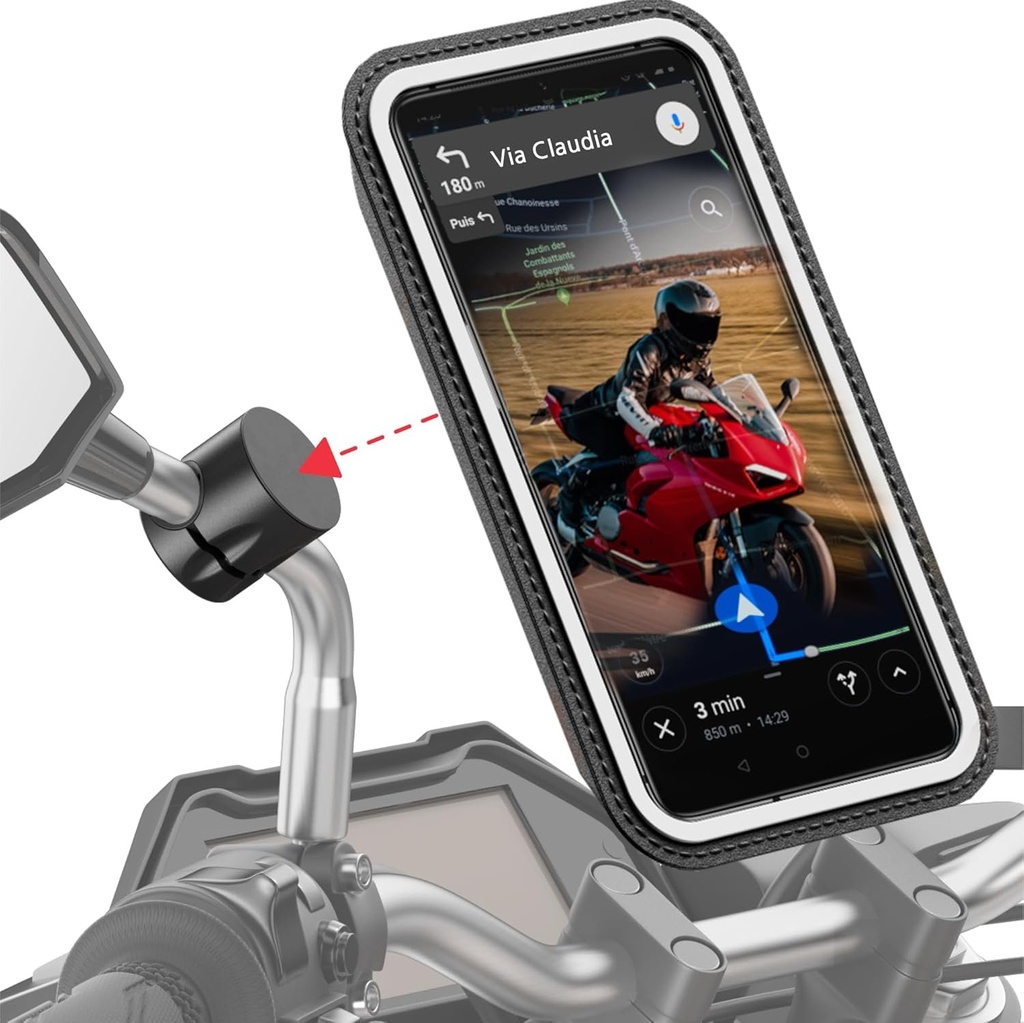 Inovatie franceza Shapeheart, suport magnetic pentru telefon PRO pentru oglinda retrovizoare cu husa detasabila rezistenta la intemperii, anti-vibratii, pentru toate oglinzile retrovizoare, compatibil cu toate
