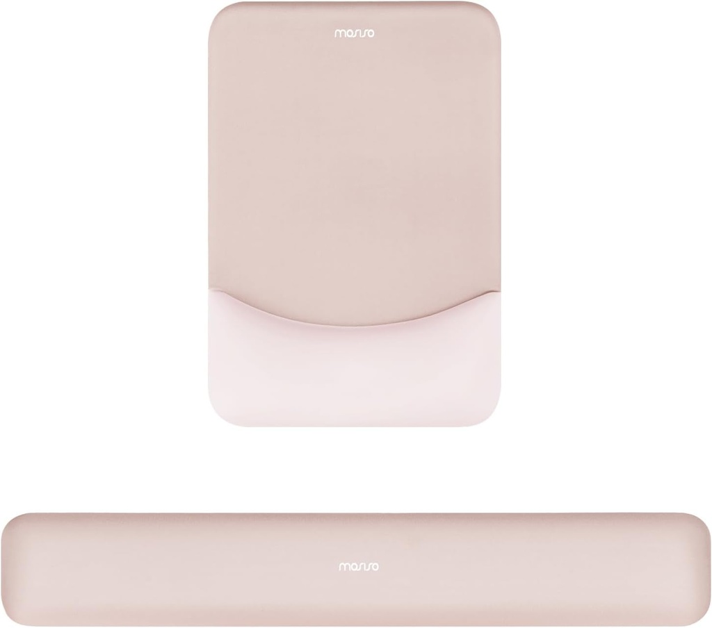 MOSISO Suport pentru încheietura mâinii pentru mouse pad și set de tastatură, mouse pad dreptunghiular ergonomic antiderapant pentru ameliorarea durerii acasă/la birou, suport pentru încheietura mâinii curbat ridicat cu spumă cu memorie, caise
