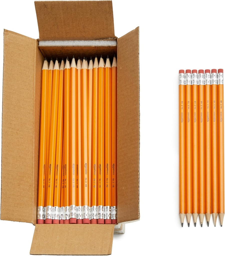 Creioane din lemn pre-ascuțite Amazon Basics #2 HB, pachet de 150, gri