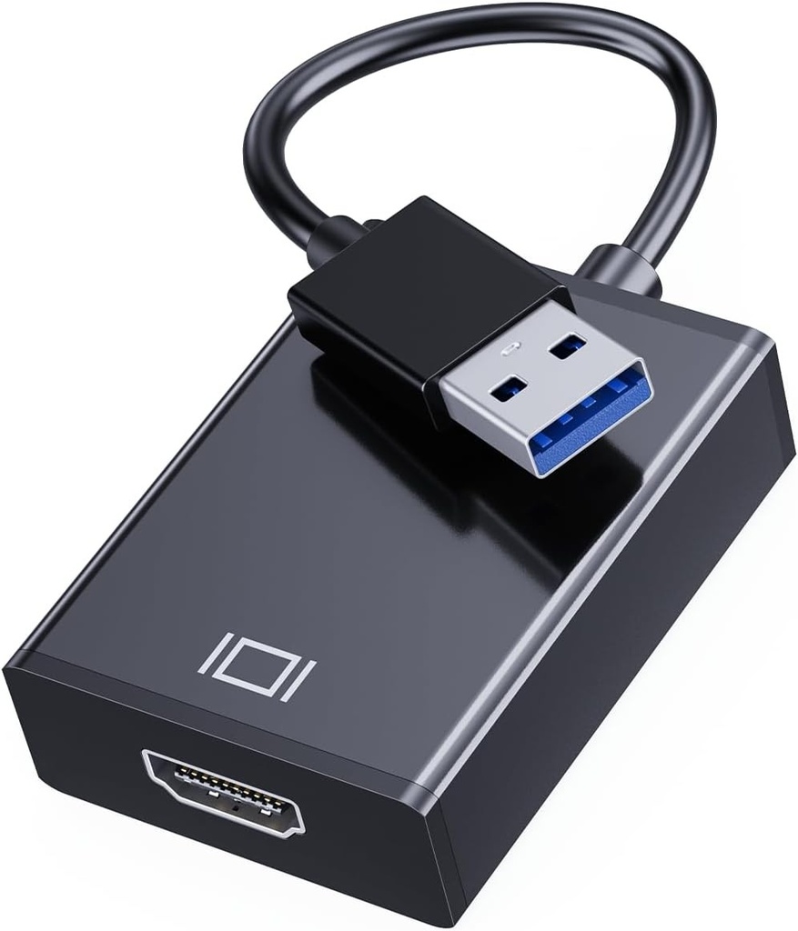 Adaptor GANA USB la HDMI, Adaptor USB 3.0/2.0 la HDMI Audio Video, Convertor cablu video video HD 1080P pentru PC, Laptop HDTV TV Compatibil cu Windows XP/10/8/7 - Negru