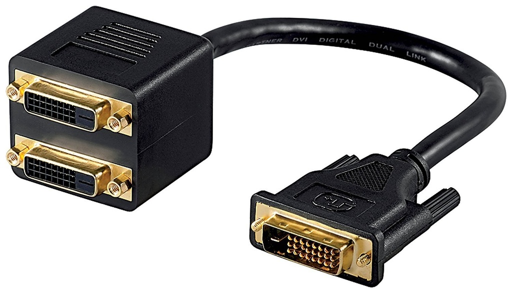 Goobay MMK ADAP 24+1 DVI-D > 2X DVI-D 2X DVI F negru - Adaptor cablu (DVI-D, 2X DVI F, mascul/fema, negru)