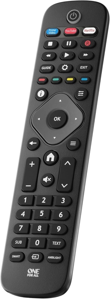 Telecomanda pentru televizor Philips One for All - Funcționează cu toate televizoarele/televizoarele inteligente Philips - Telecomandă ideală de înlocuire a televizorului - URC4913