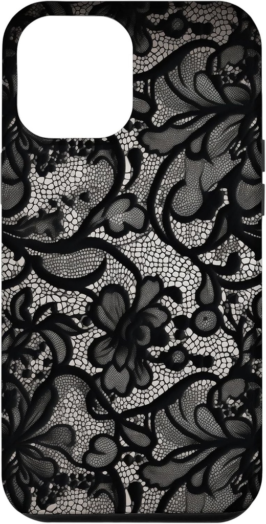Husa pentru iPhone 12 Pro Max Black Lace Model Vintage