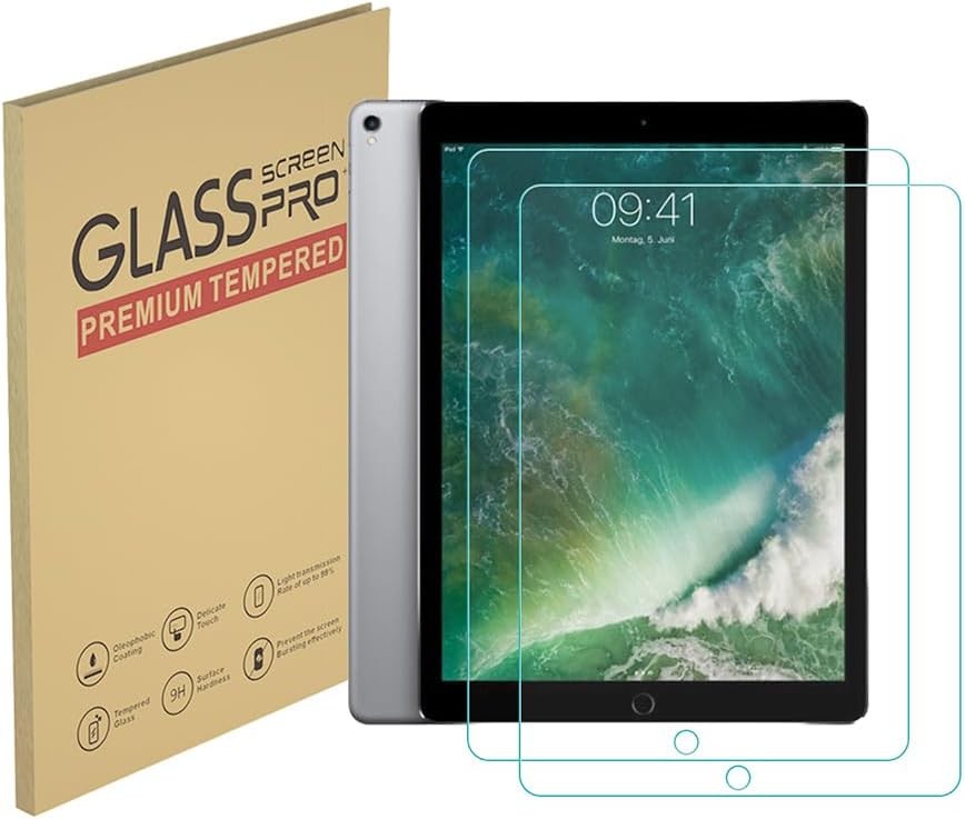 Design HYGMOCC pentru Apple iPad Pro 12,9 inchi (2017) Protector de ecran din sticla securizata, rezistent la zgarieturi, fara bule, de inalta definitie, pachet de 2
