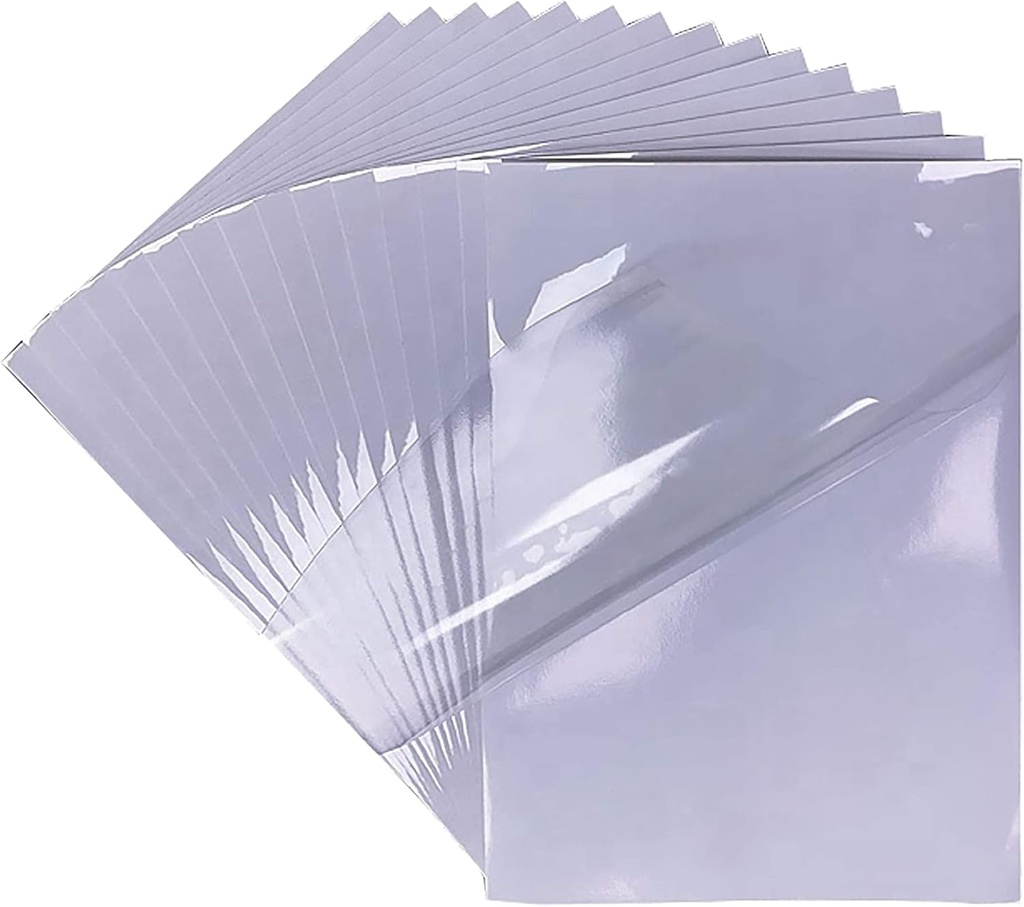 20 de coli Film autocolant de vinil PREMIUM 100% autoadeziv transparent pentru imprimante cu laser și cu jet de cerneală Autocolant autoadeziv transparent cu uscare rapidă dimensiune A4