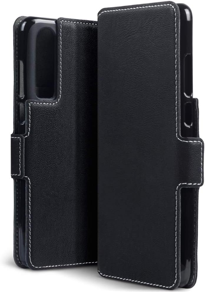 Husa TERRAPIN Huawei P30 Lite, husa din piele ultrasubtire cu functie de suport pentru husa Huawei P30 Lite - neagra