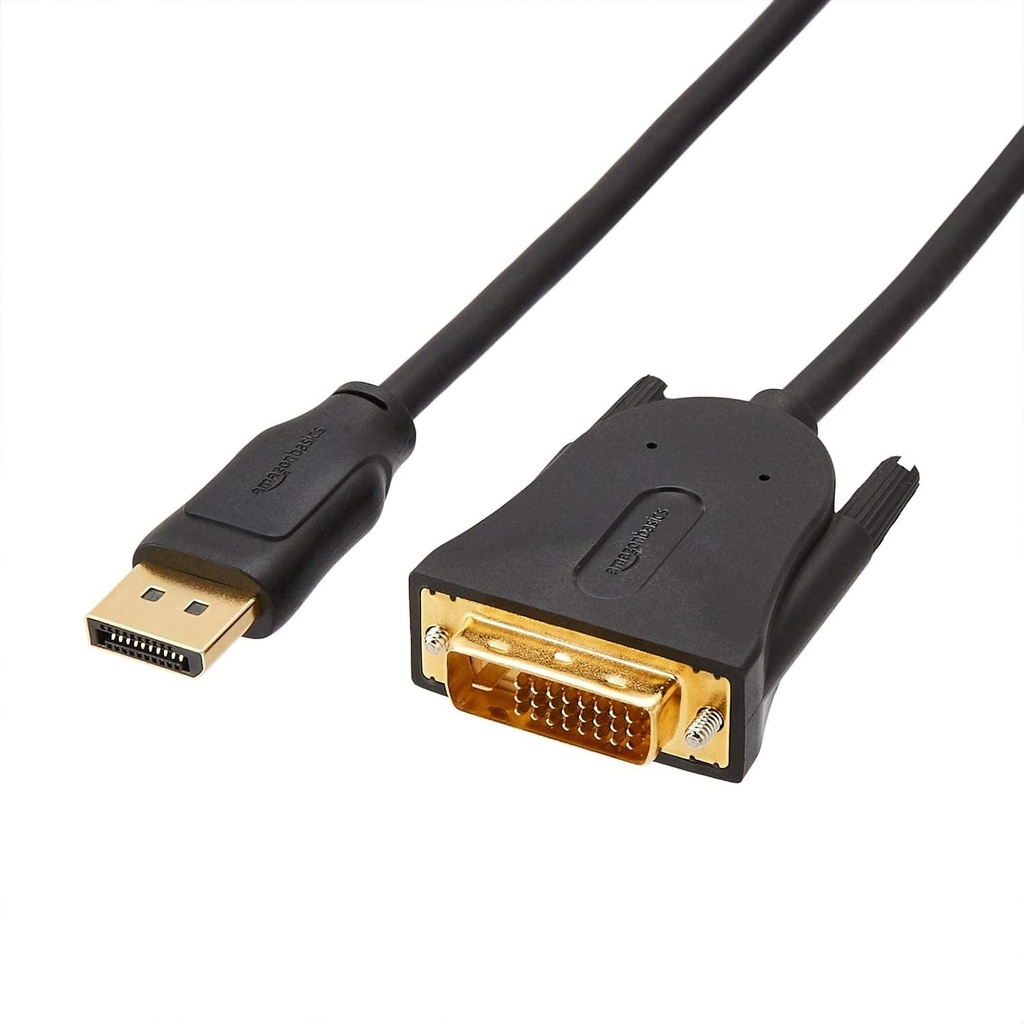 Cablu Amazon Basics DisplayPort la DVI cu conectori placati cu aur (1,8 m) pentru computere personale - negru