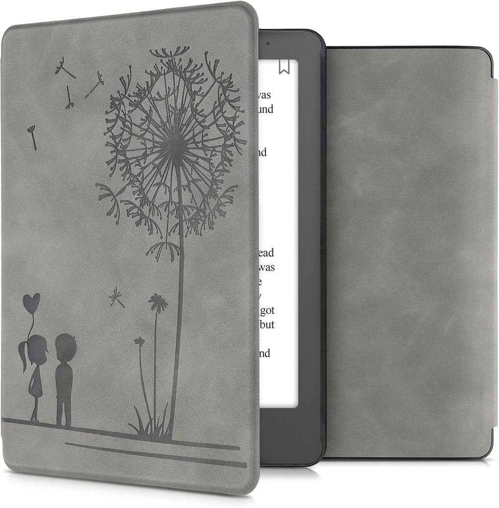 Husa kwmobile compatibila cu Kobo Aura Edition 2 - Husa din piele artificiala - Dandelion Love Grey