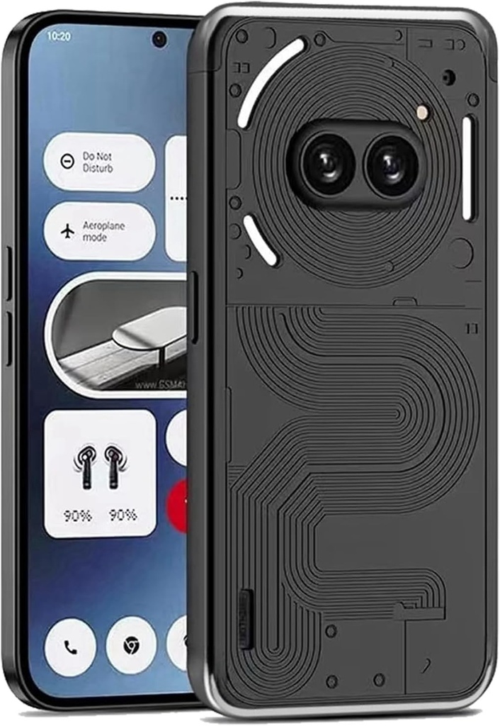 TIANYUE Husa pentru Nothing Phone (2a), Husa dura din spate pentru PC, Husa subtire Protectie impotriva zgarieturilor Husa de protectie antisoc pentru Nothing Phone 2a-Silver Black