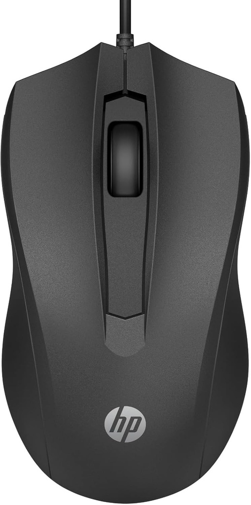 Mouse HP 100 (mouse cu fir, stangaci, dreptaci, pana la 1.600 DPI, conexiune USB-A) negru
