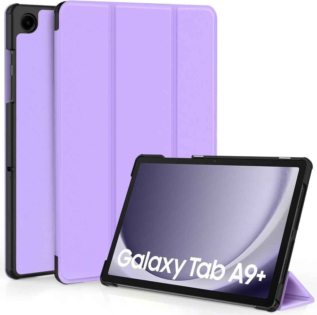 Husa EasyAcc pentru Samsung Galaxy Tab A9+/ A9 Plus 11 inch 2023 SM-X210/ X215/ X216, husa de protectie ultra-subtire din piele PU cu functie de suport si husa de trezire/dormire automata, mov floare