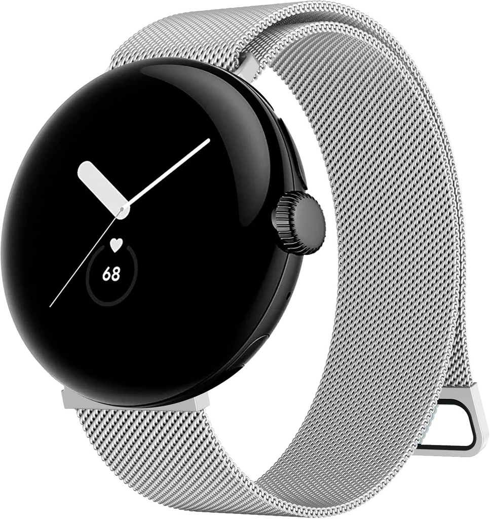 Curea de ceas Tobfit pentru Google Pixel Curea Google Pixel Watch 2 pentru barbati si femei, curele de schimb metalice din otel inoxidabil plasa magnetica compatibile cu Google Pixel Watch 2/Watch 1 (argintiu)