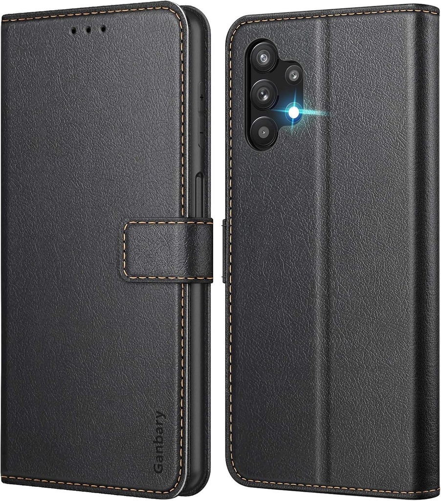 Husa Ganbary pentru Samsung Galaxy A32 4G (NU pentru A32 5G), Husa portofel din piele PU premium de protectie 360 ​​pentru Samsung Galaxy A32 4G, [Suport] [Sloturi pentru card] - Negru