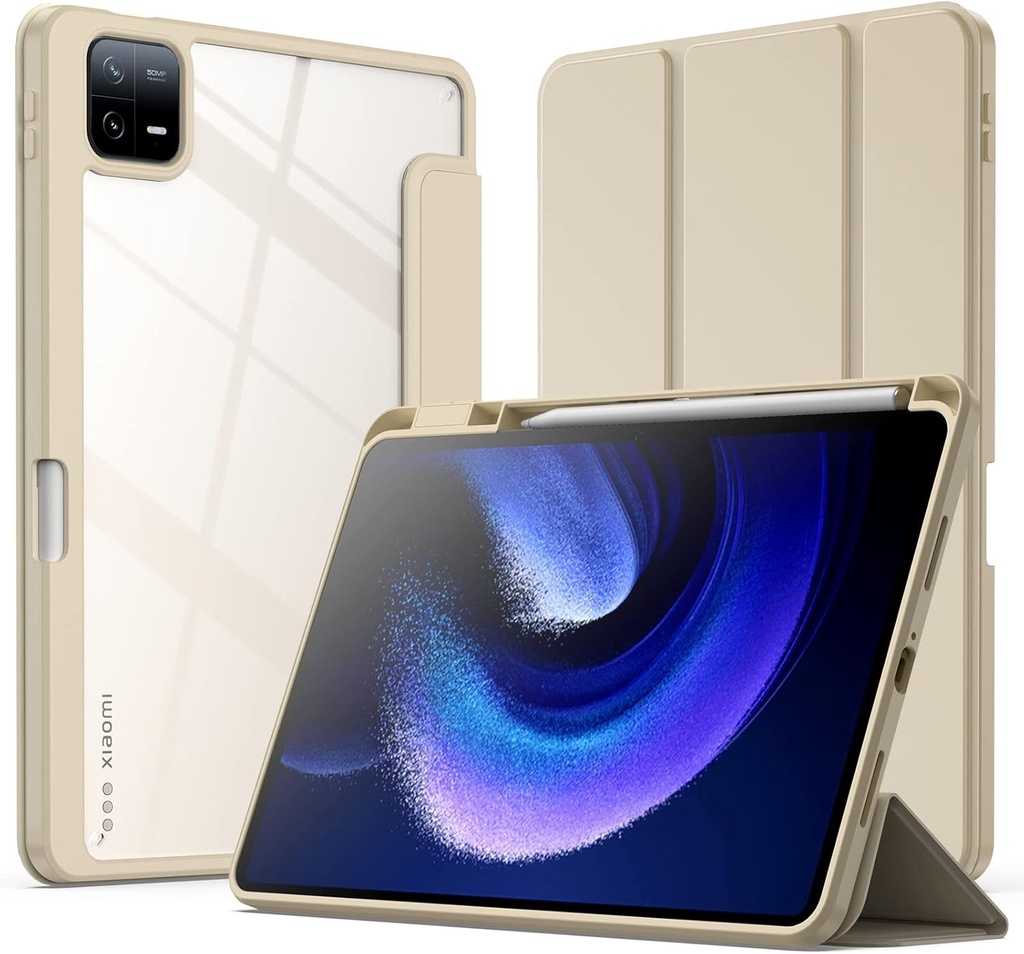 Husa JETech pentru Xiaomi Mi Pad 6/Mi Pad 6 Pro (11 inchi, lansare 2023) cu suport pentru stilou, husa din spate subtire, transparenta, cu suport pentru tableta (aurie)