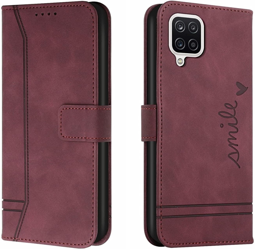 Husa Trugox pentru telefon mobil pentru Samsung Galaxy A22 4G / M32 / M22 Husa pliabila Husa pliabila cu slot pentru card Husa pentru telefon mobil Husa de protectie pentru telefon mobil Husa portofel din piele Husa subtire pentru carti - Rosu Bordeaux