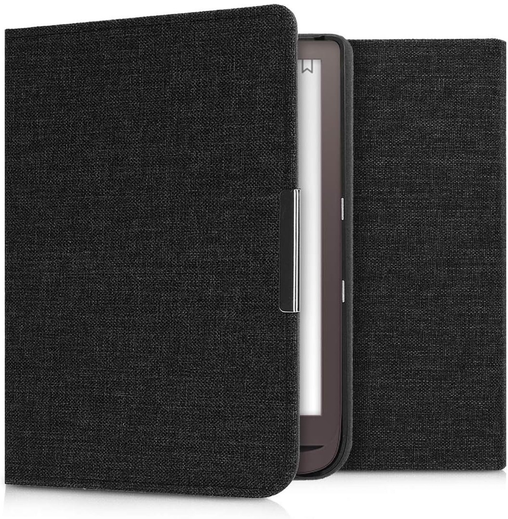 Husa kwmobile E-Reader compatibila cu Pocketbook InkPad 3/3 Pro/Color/Vivlio InkPad 3 - Carcasa cu clapa magnetica din material textil pentru E-Reader