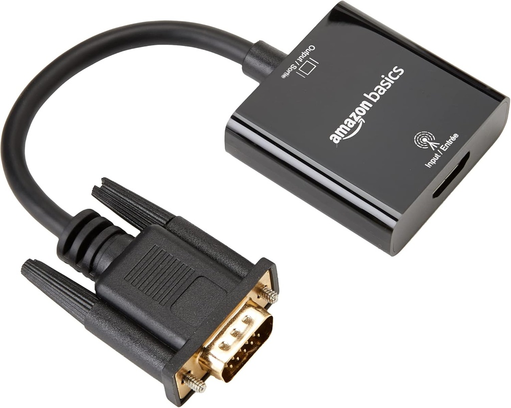 Adaptor Amazon Basics HDMI mamă la VGA cu mufă audio de 3,5 mm, negru