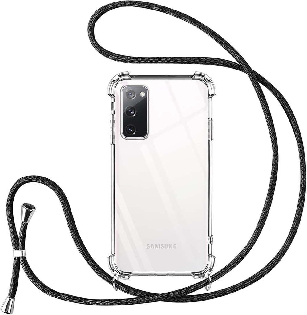 Lant de telefon mobil Vauki pentru Samsung Galaxy S20 FE 5G husa cu curea husa pentru telefon mobil silicon transparent pentru agatat rezistent la socuri cu snur colier snur Husa de protectie TPU pentru Samsung S20 FE 5G