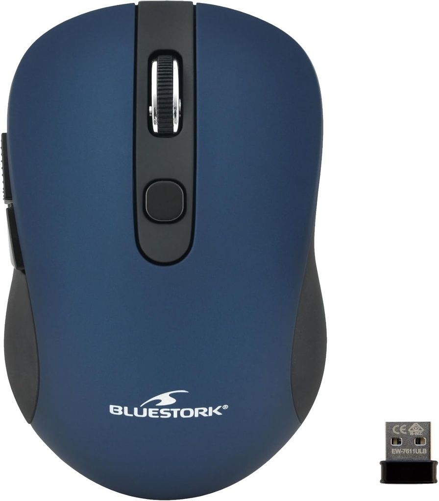 NOUL Mouse fără fir BLESTORK 6 butoane albastru metal - 2,4 GHz - până la 1600 Dpi - compatibil cu Windows și Mac