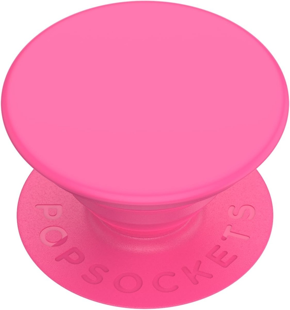 PopSockets PopGrip - Suport si prindere extensibile cu un blat interschimbabil pentru smartphone-uri si tablete - Roz neon