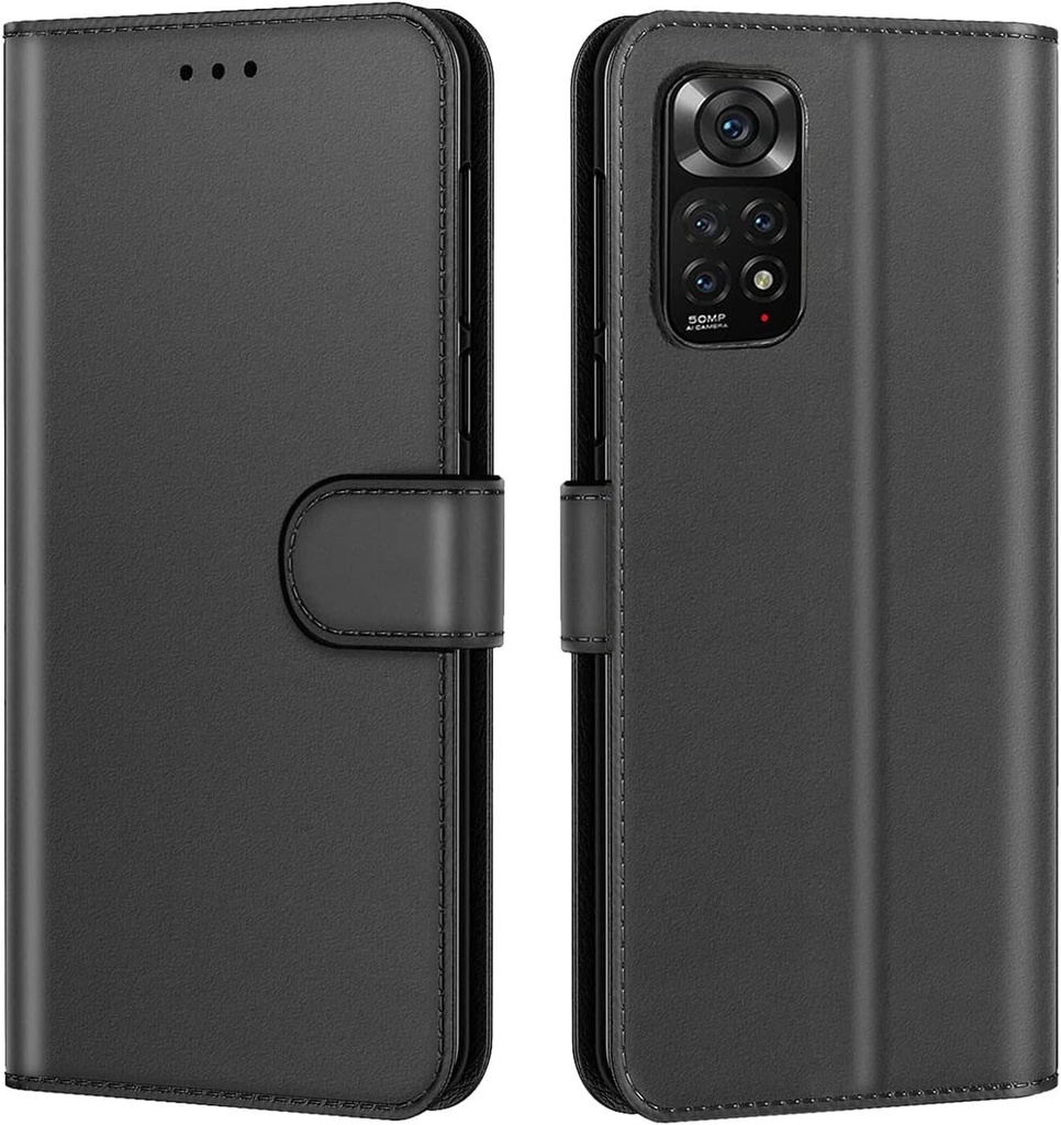 Husa New&Teck pentru Xiaomi Redmi Note 11 / Redmi Note 11S 4G (nu pentru Note 11S 5G), husa portofel din piele multifunctionala, husa cu inchidere magnetica rezistenta la socuri, neagra
