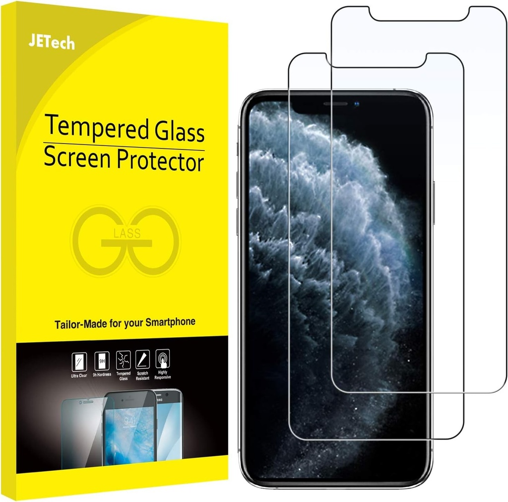 Protector de ecran JETech pentru iPhone 11 Pro, iPhone XS si iPhone X 5,8 inchi, folie de protectie pentru ecran din sticla securizata, pachet de 2
