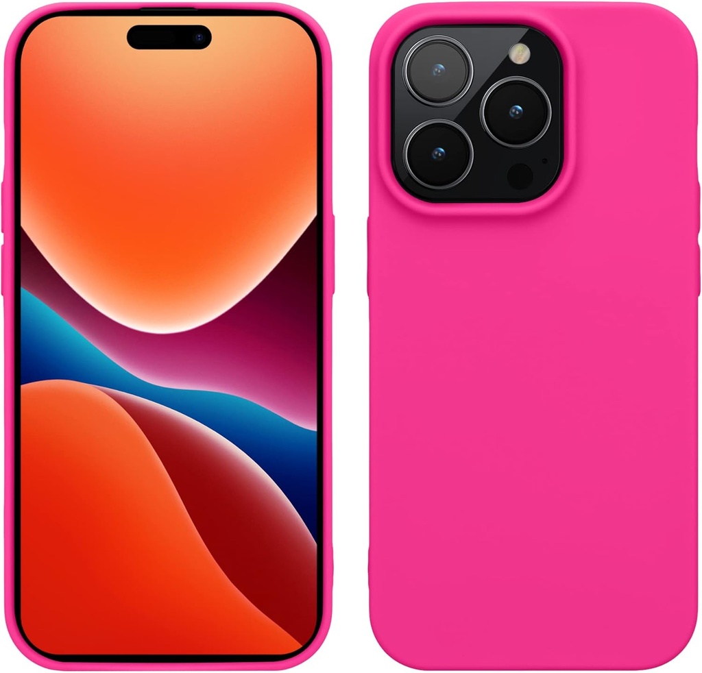 Husă kwmobile pentru iPhone 14 Pro - Husă moale și subțire din silicon TPU - Husă flexibilă care absoarbe șocuri - Încărcare fără fir - Roz neon