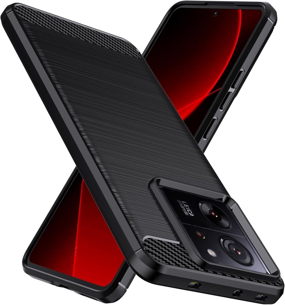 Husa Natbok pentru Xiaomi 13T/Xiaomi 13T Pro, husa moale TPU cu absorbtie a socurilor, husa de protectie subtire cu design din fibra de carbon, anti-alunecare, rezistenta la zgarieturi, neagra