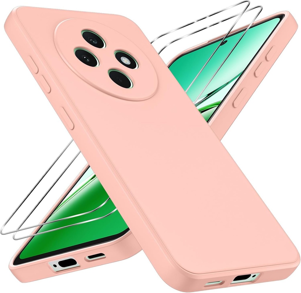 Husa Coiwxmoi pentru OPPO Reno 12 F (5G/4G) / OPPO Reno 12 FS (5G/4G) cu 2 protectoare de ecran din sticla securizata, husa de protectie anti-zgarieturi, ultra subtire, moale, siliconica, rezistenta la socuri, anti-zgarieturi
