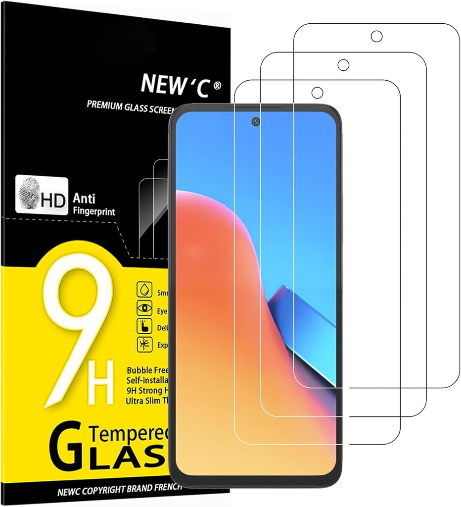 Protector de ecran din sticla securizata pentru Xiaomi Redmi 12 (nu este compatibil cu Redmi Note 12), fara zgarieturi, duritate 9H, protectie ecran HD, 0,33 mm ultra-clar, ultra-rezistent