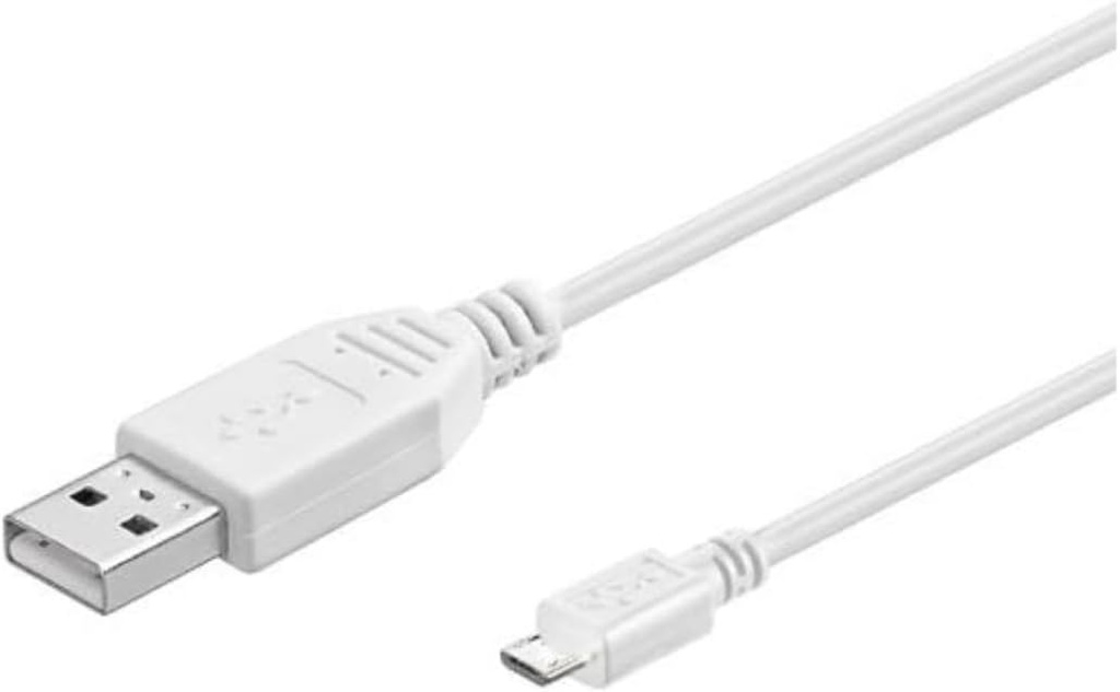 Cablu de conectare USB PremiumCord - Micro USB 3m, USB A tată la Micro B tată, Cablu de date USB 2.0 de mare viteză 480 biți/s, 5 pini, 2x ecranat, AWG28, Culoare albă, 3m