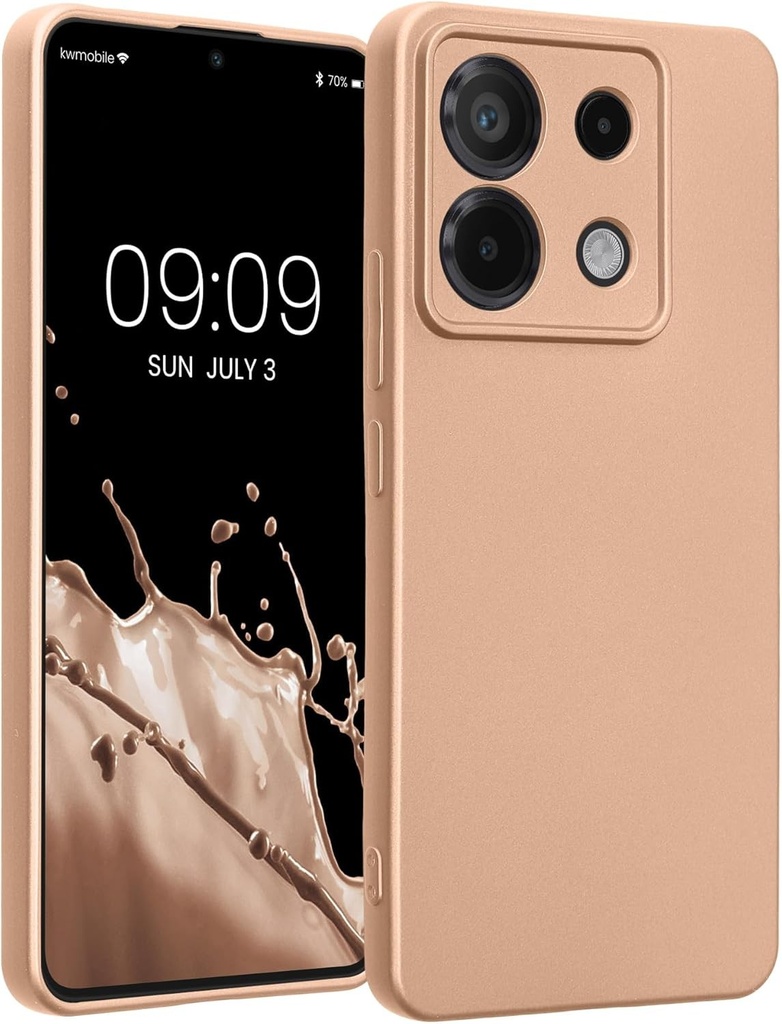 husa pentru telefon mobil kw compatibila cu Xiaomi Redmi Note 13 Pro 5G / Poco X6 5G - husa din silicon moale cu stralucire metalica in aur metalic