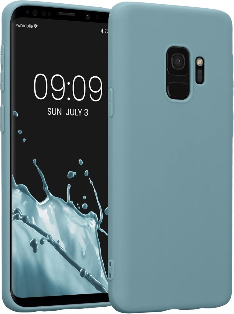 Husa kwmobile Compatibila cu Samsung Galaxy S9 - Husa din silicon TPU moale - Husa potrivita pentru incarcare fara fir - Noapte arctica