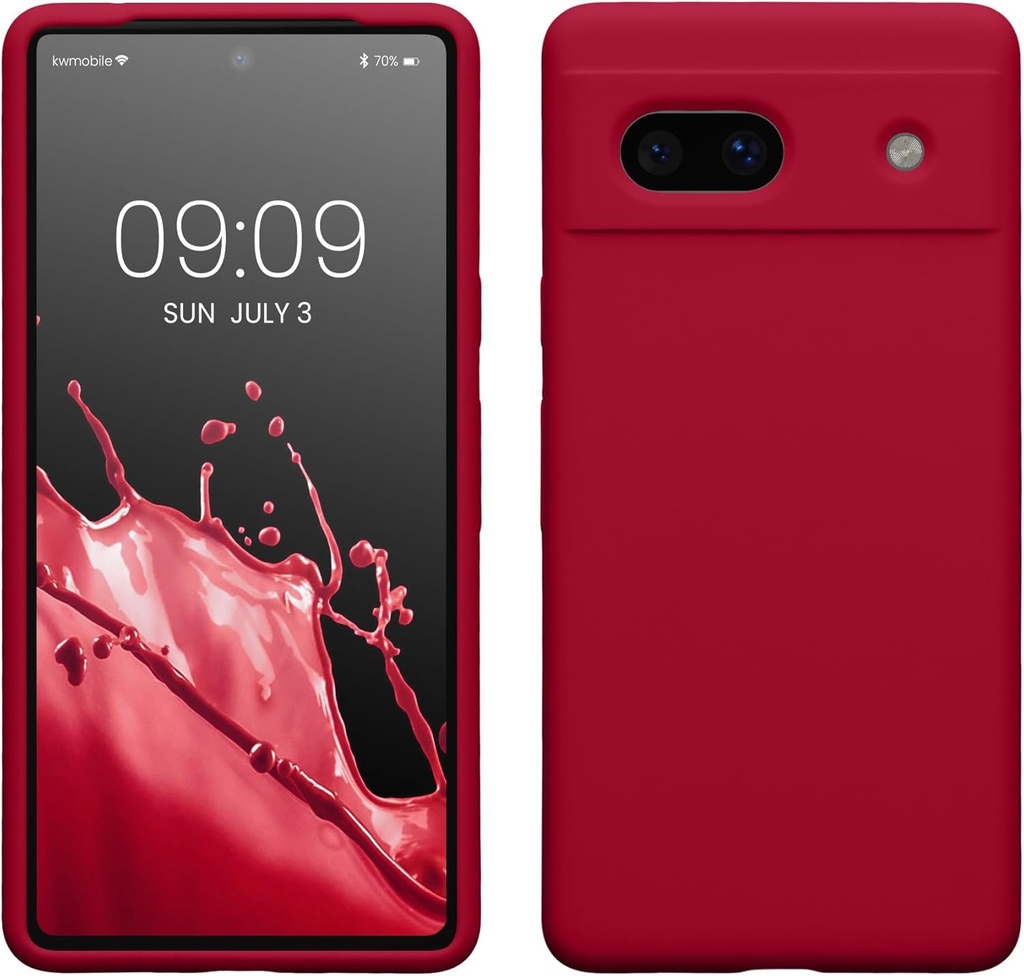 Husa kwmobile Compatibila cu Husa Google Pixel 7a - Husa Telefon Protectie Moale Silicon TPU - Fucsia Mat