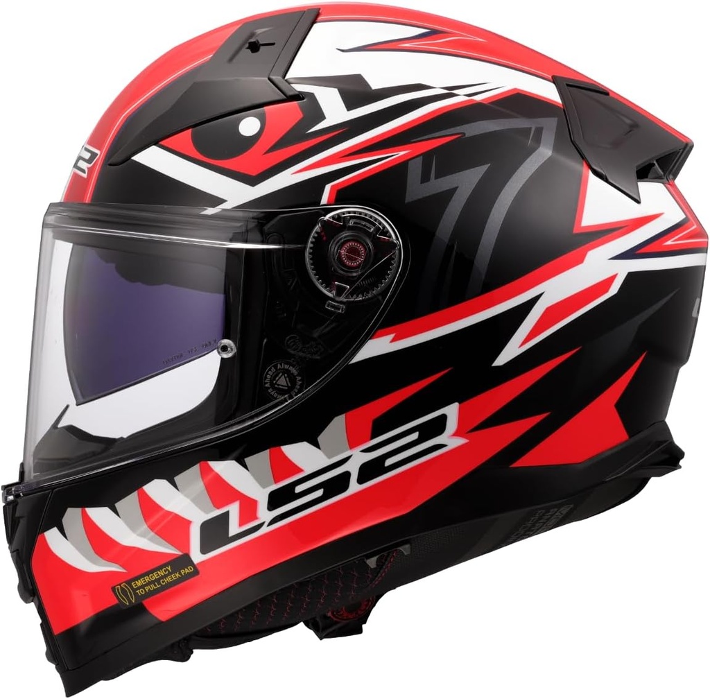 LS2, cască integrală pentru motocicletă VECTOR II BUNTRI Negru Luciu Roșu, XL